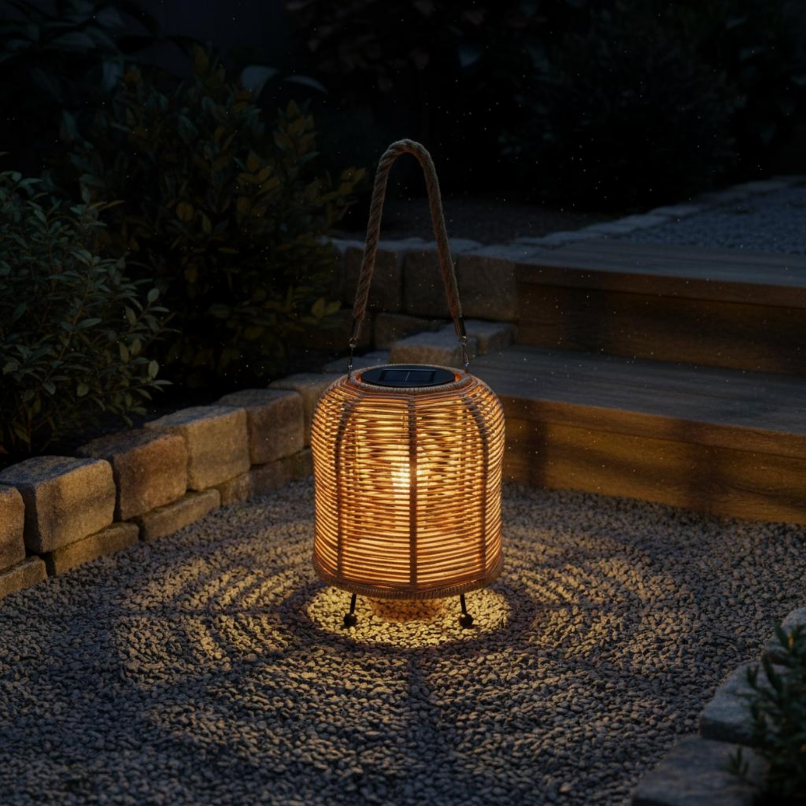 Home Decor Light - Handwoven Solar Lantern Braided Rope Handle