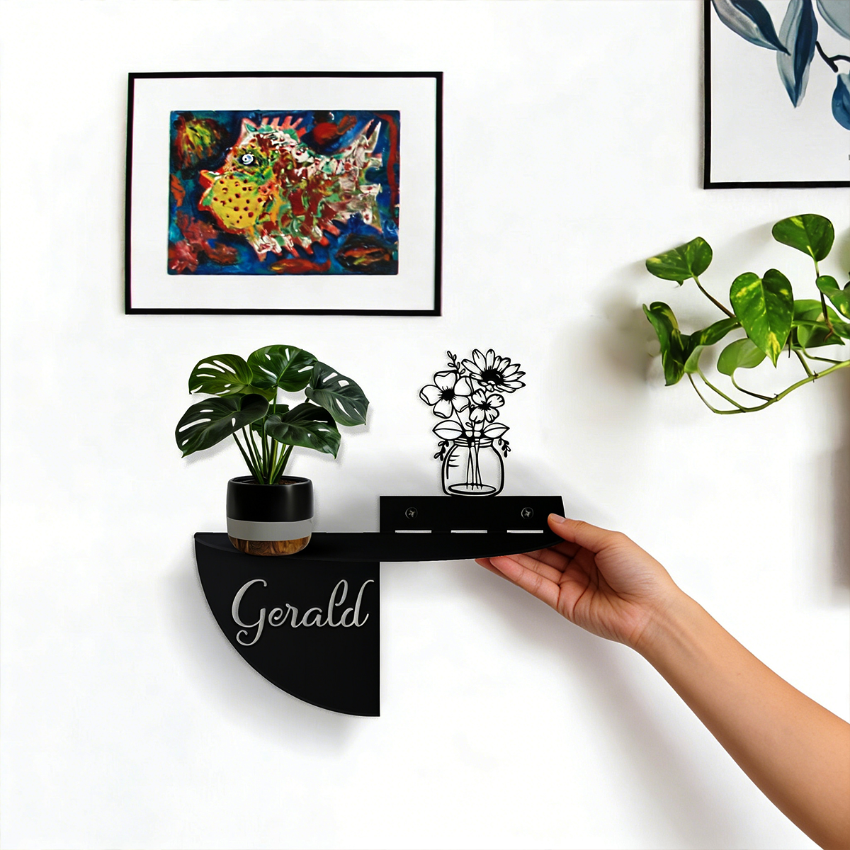 Home Decor Wall Art - Custom Name Rural style flowers Metal