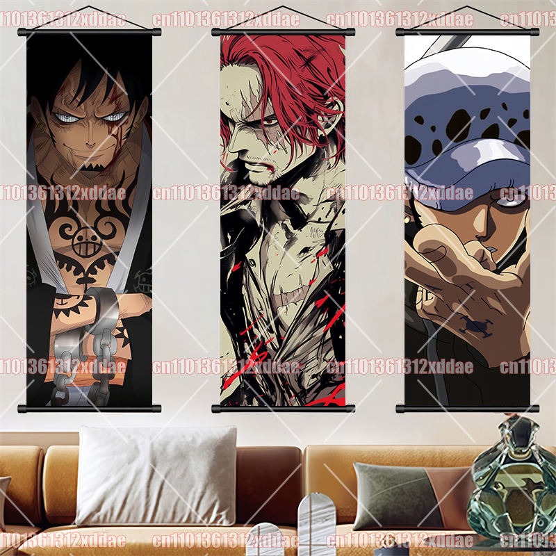 Canvas Painting - Anime One Piece Scroll Painting Luffy