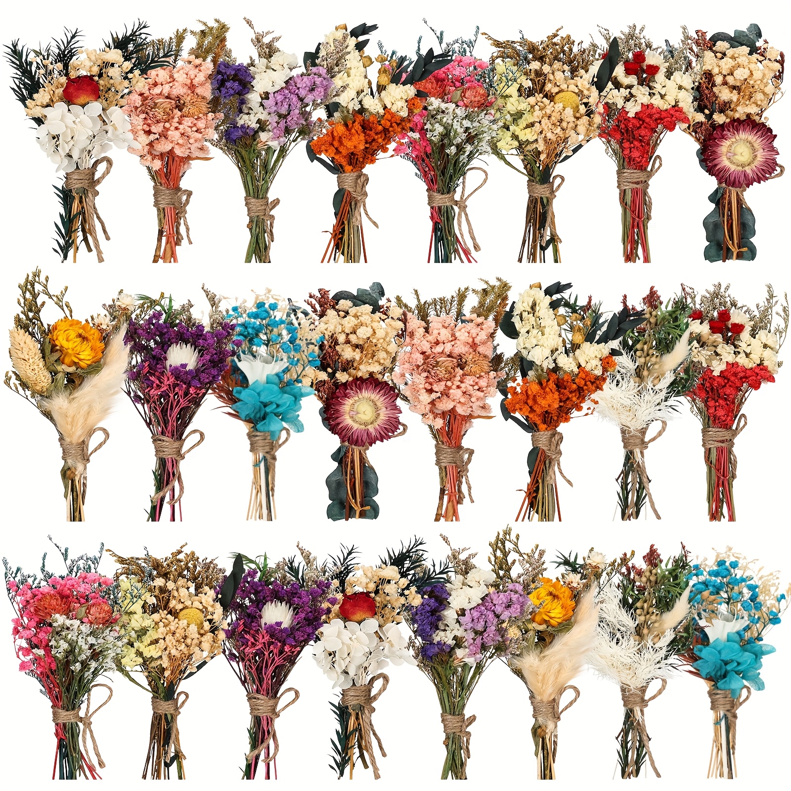 Home Decor Color Palettes - 24pcs Handmade Boho Dried Flower Bouquets