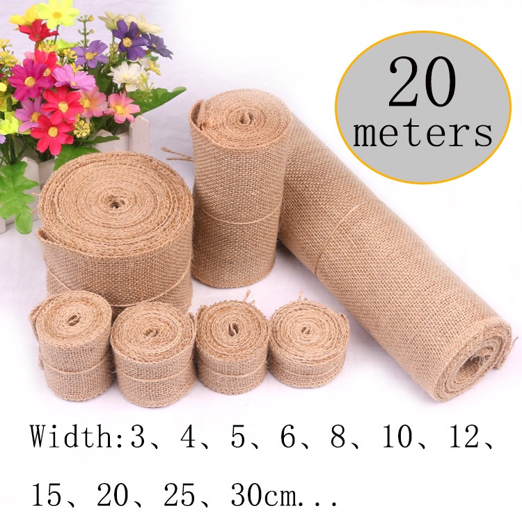 Linen Table Runner - 5-30CM natural jute linen fabric 20M