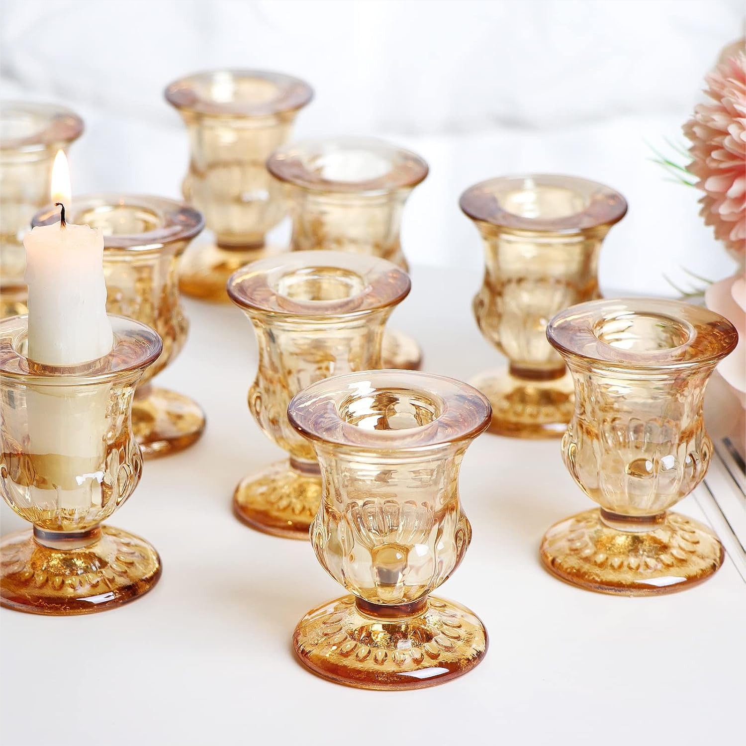 Home Decor Free Images - Gold Candlestick Holders Set of 12