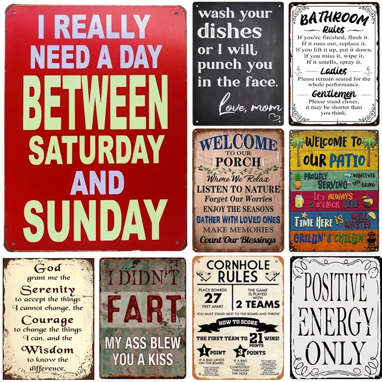 Home Decor Quotes - Quotes Plaque Metal Tin Signs Positive