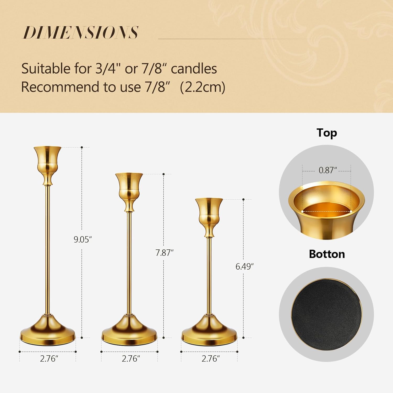 Metal Taper Candle Holders Set - Home Decor Free Images 评论和价格