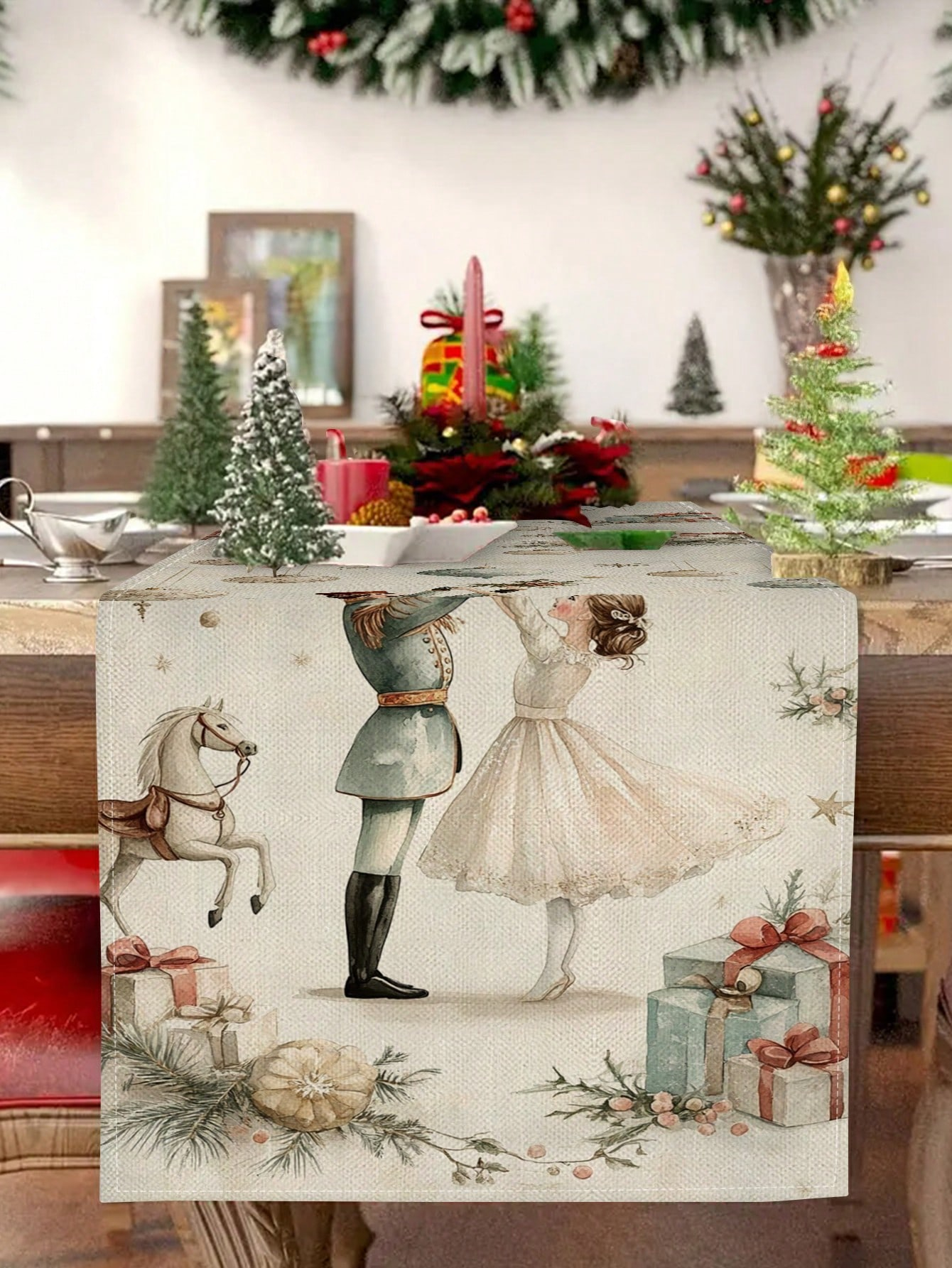 1pc Christmas Nutcracker & Bal - Linen Table Runner 评论和价格
