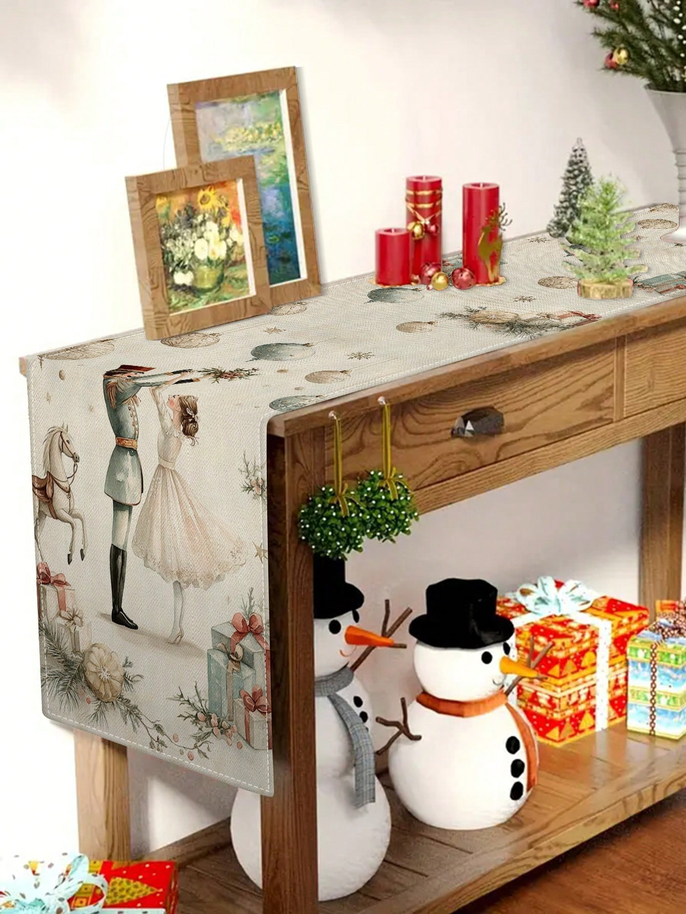 1pc Christmas Nutcracker & Bal - Linen Table Runner 评论和价格