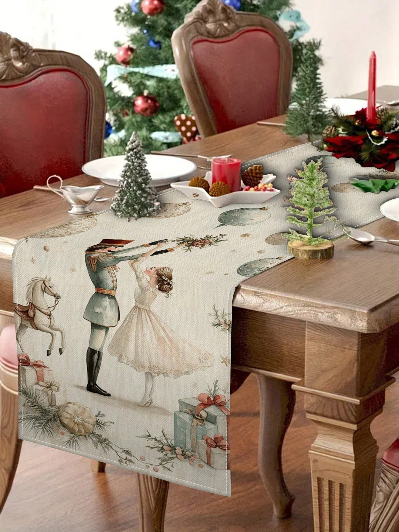 1pc Christmas Nutcracker & Bal - Linen Table Runner 评论和价格
