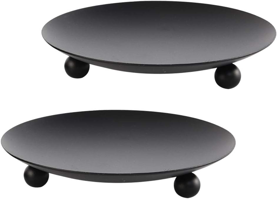 Set of 2 Black Iron Candle Pla - Home Decor Free Images 评论和价格