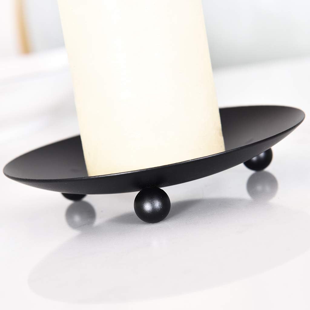 Set of 2 Black Iron Candle Pla - Home Decor Free Images 评论和价格