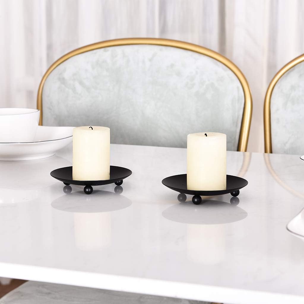 Set of 2 Black Iron Candle Pla - Home Decor Free Images 评论和价格
