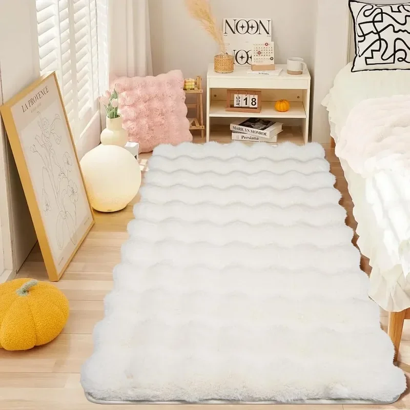 Fluffy Faux Rabbit Fur Carpet  - Cowhide Rug Faux 评论和价格