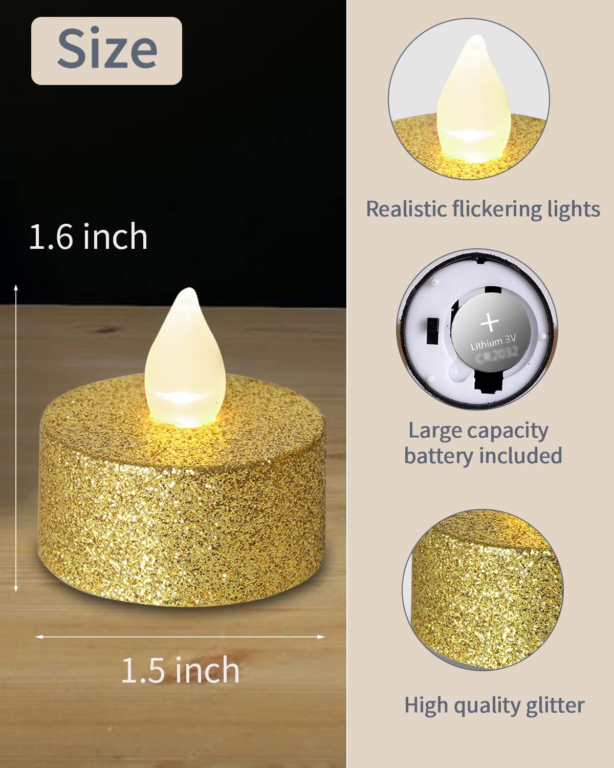 Gold LED Tea Lights, 24 Pack F - Home Decor Free Images 评论和价格