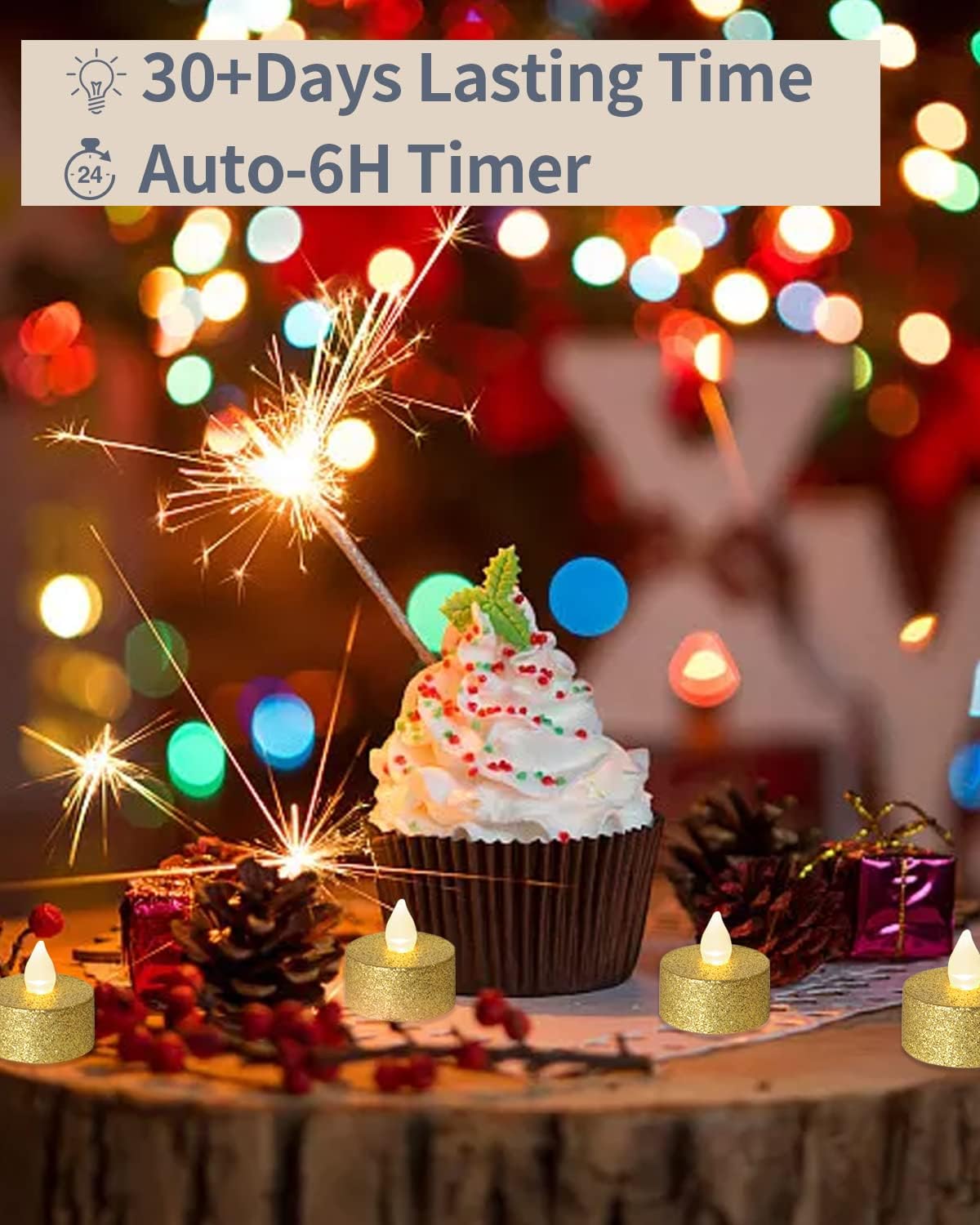Gold LED Tea Lights, 24 Pack F - Home Decor Free Images 评论和价格