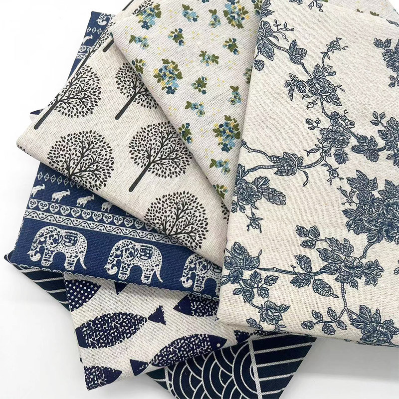 Vintage Blue Floral Cotton Lin - Linen Table Runner 评论和价格