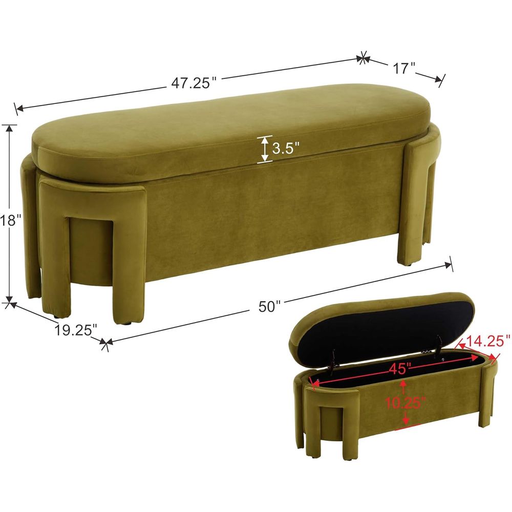 Olive Velvet Storage Ottoman B - Home Decor Furniture 评论和价格