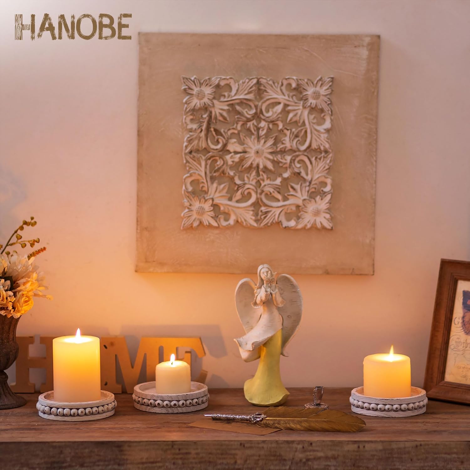 Wooden Candle Holder for Pilla - Home Decor Free Images 评论和价格