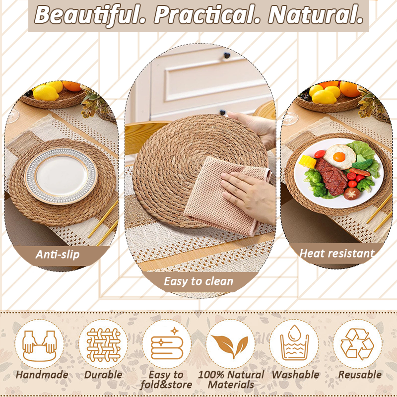 4/6/8 Sets Boho Dining Table D - Linen Table Runner 评论和价格