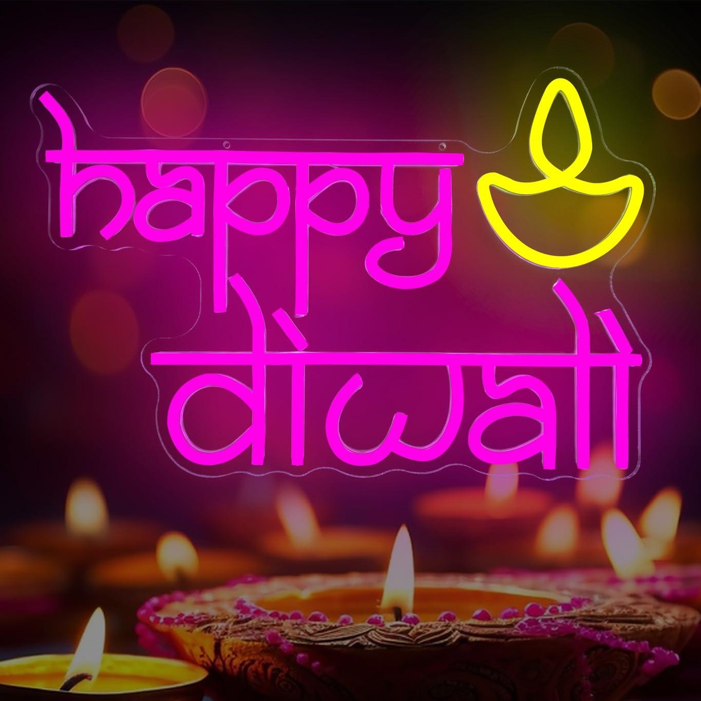 Happy Diwali Neon Sign USB Pow - Home Decor Light 评论和价格