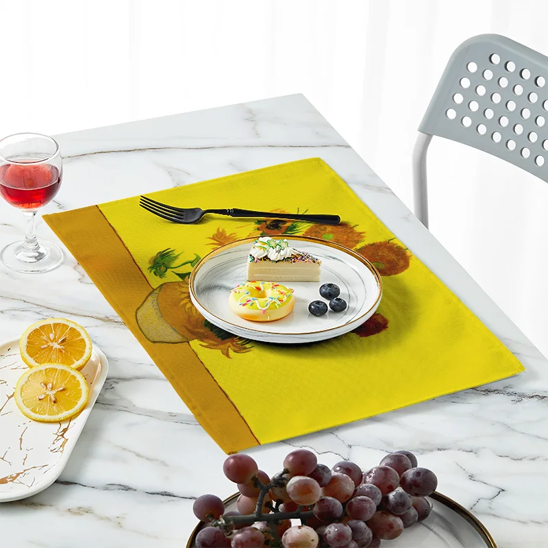 New Van Gogh Oil Painting Tabl - Linen Table Runner 评论和价格