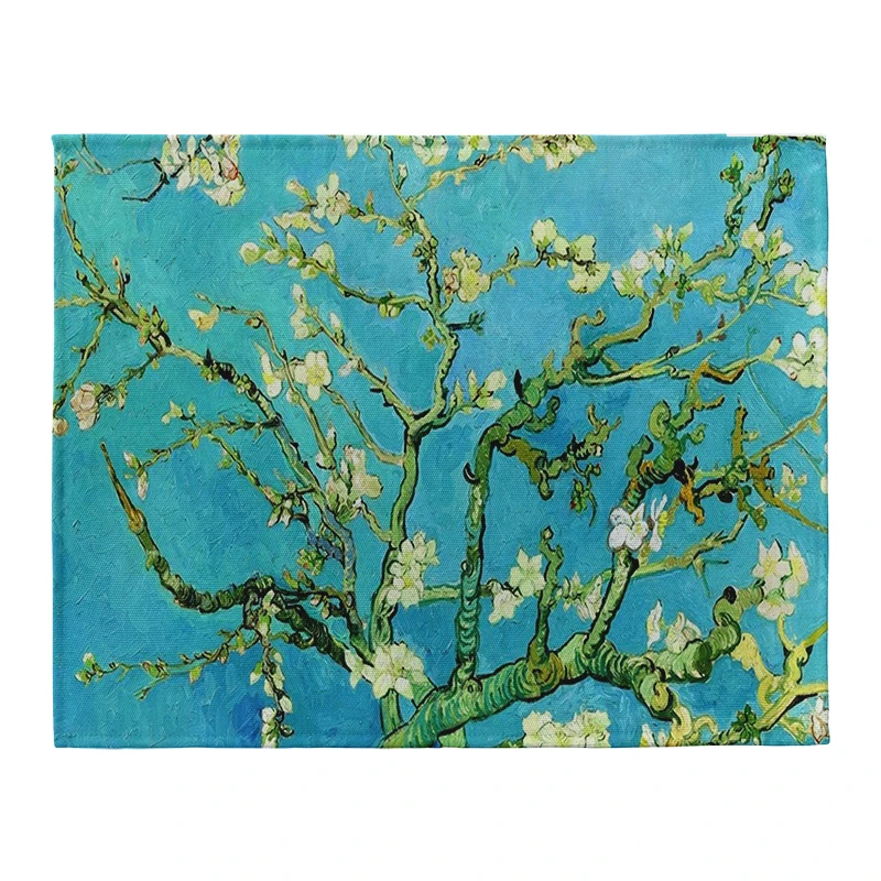 New Van Gogh Oil Painting Tabl - Linen Table Runner 评论和价格