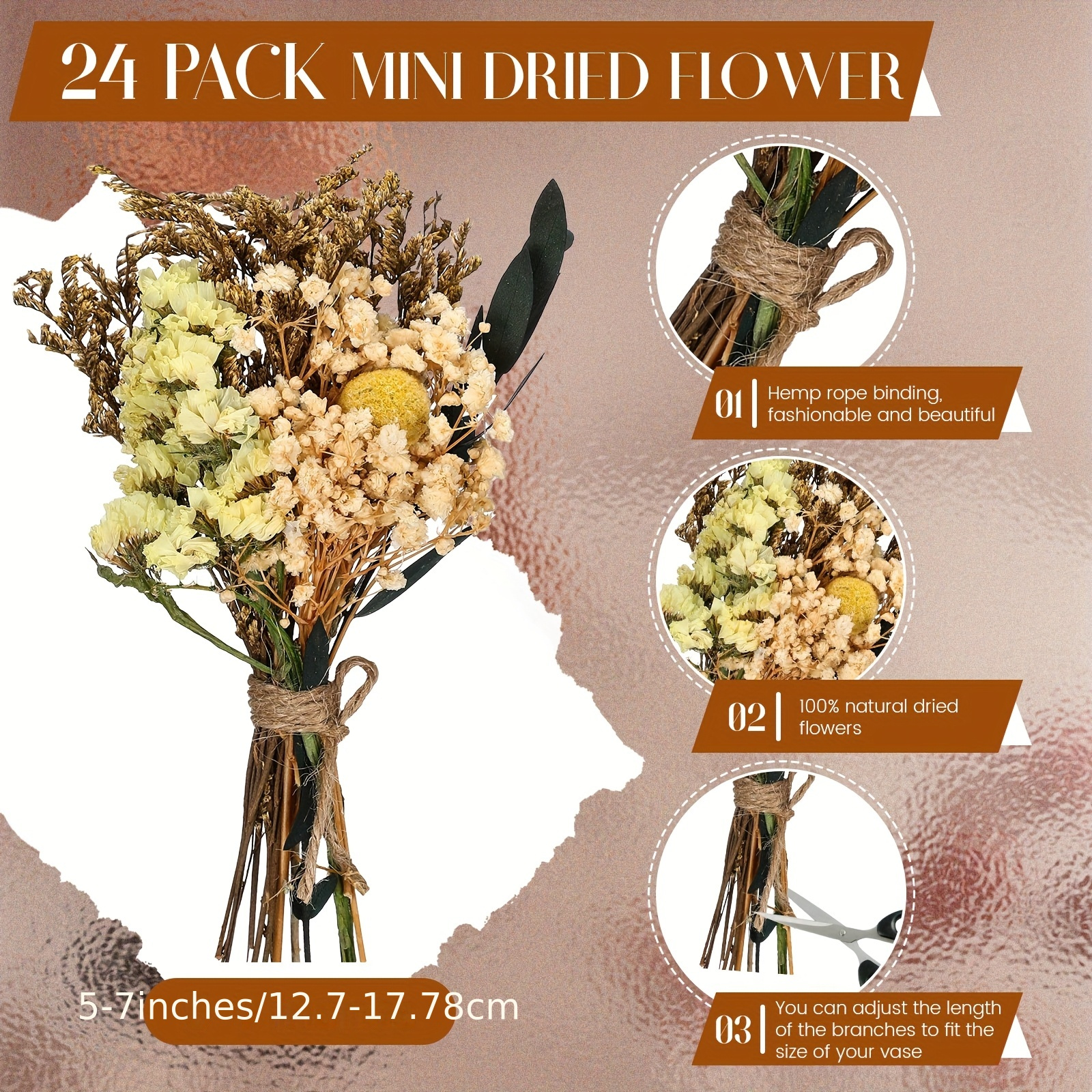 24pcs Handmade Boho Dried Flow - Home Decor Color Palettes 评论和价格