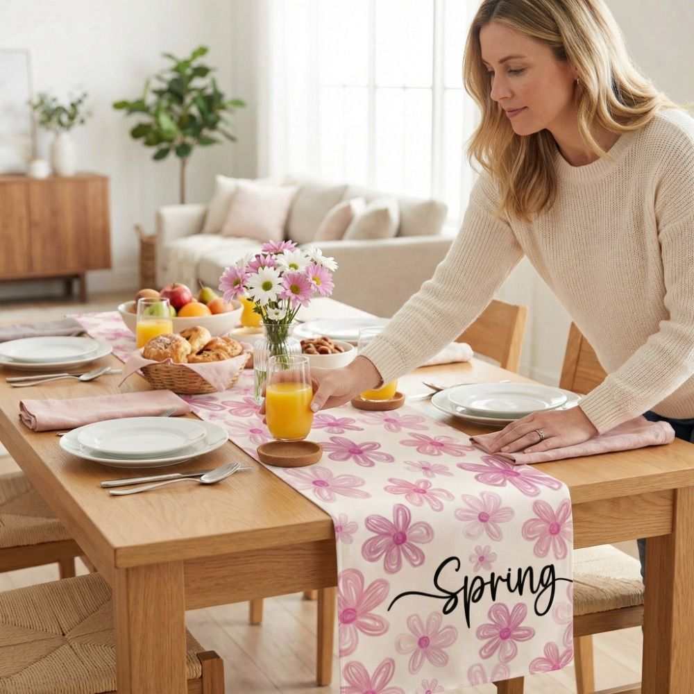 Elegant Fresh Style Dinning Ta - Linen Table Runner 评论和价格