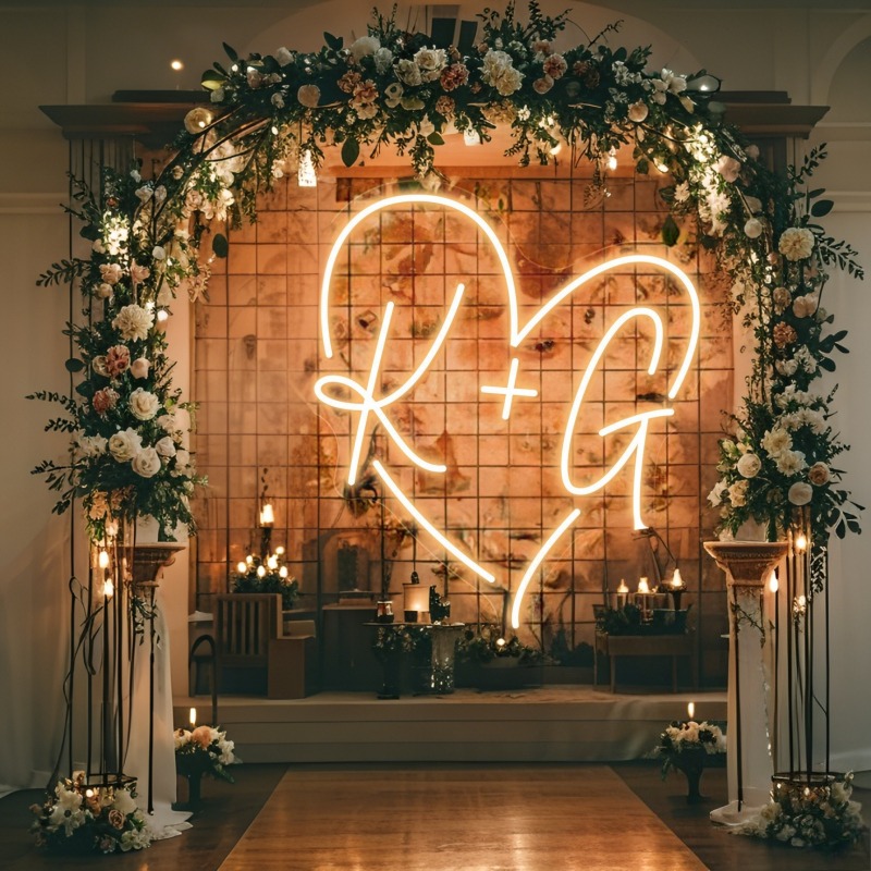Custom Initials Heart LED Neon - Home Decor Light 评论和价格