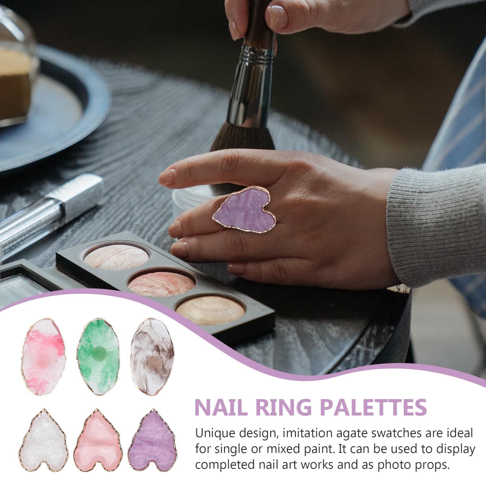 6Pcs Golden Resin Manicure Pai - Home Decor Color Palettes 评论和价格