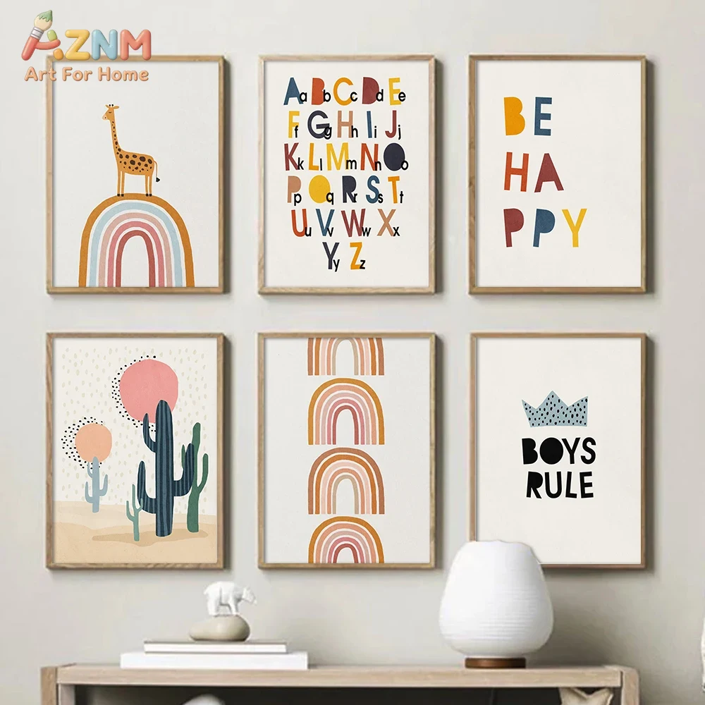 Rainbow Alphabet Poster Educat - Home Decor Quotes 评论和价格