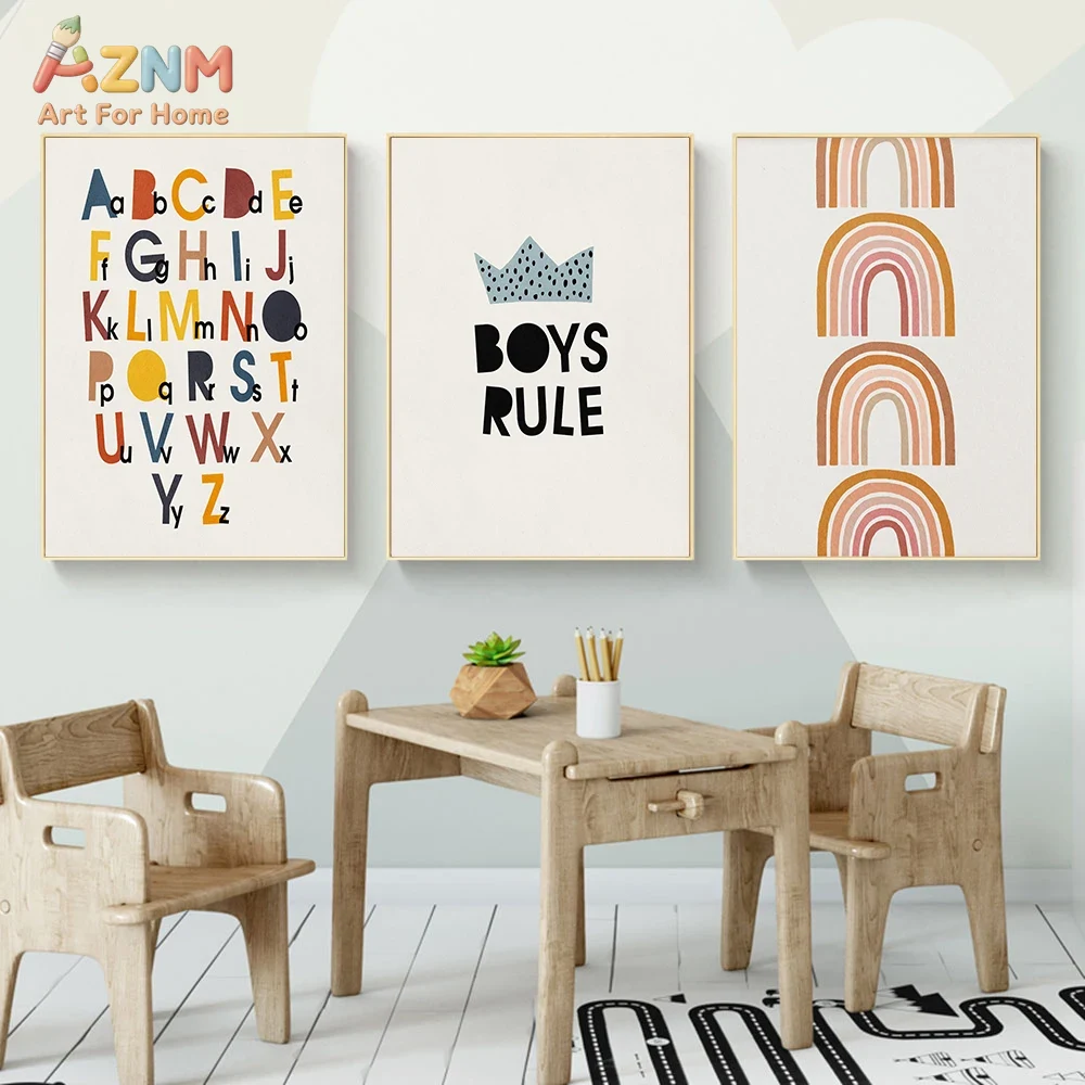 Rainbow Alphabet Poster Educat - Home Decor Quotes 评论和价格