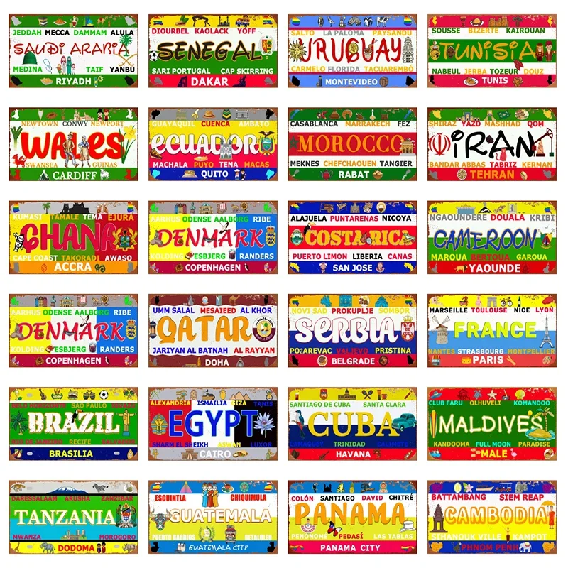 Qatar Tunisia Brazil Cuba Tin  - Home Decor Qatar 评论和价格