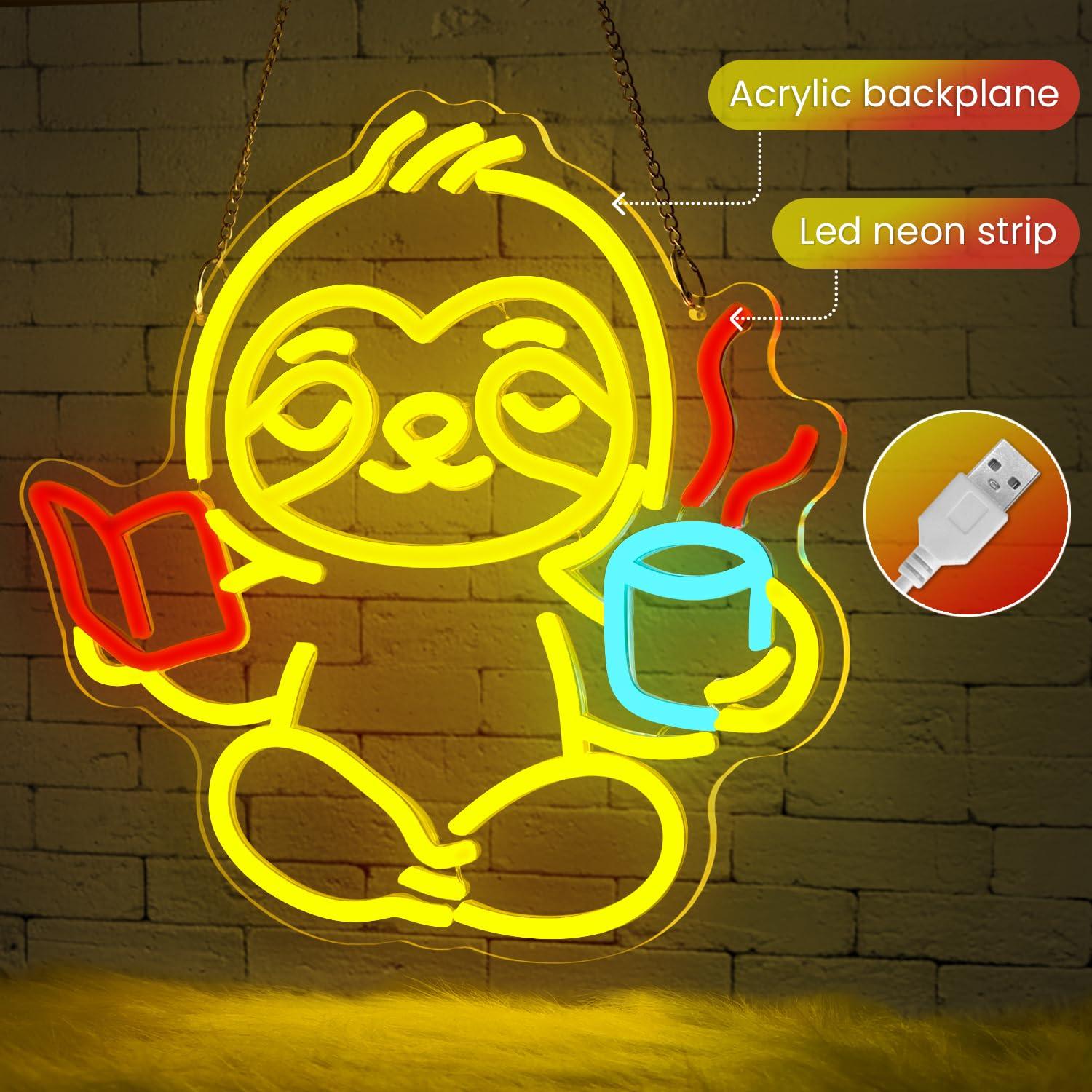 Sloth Neon Sign USB Dimmable L - Home Decor Light 评论和价格