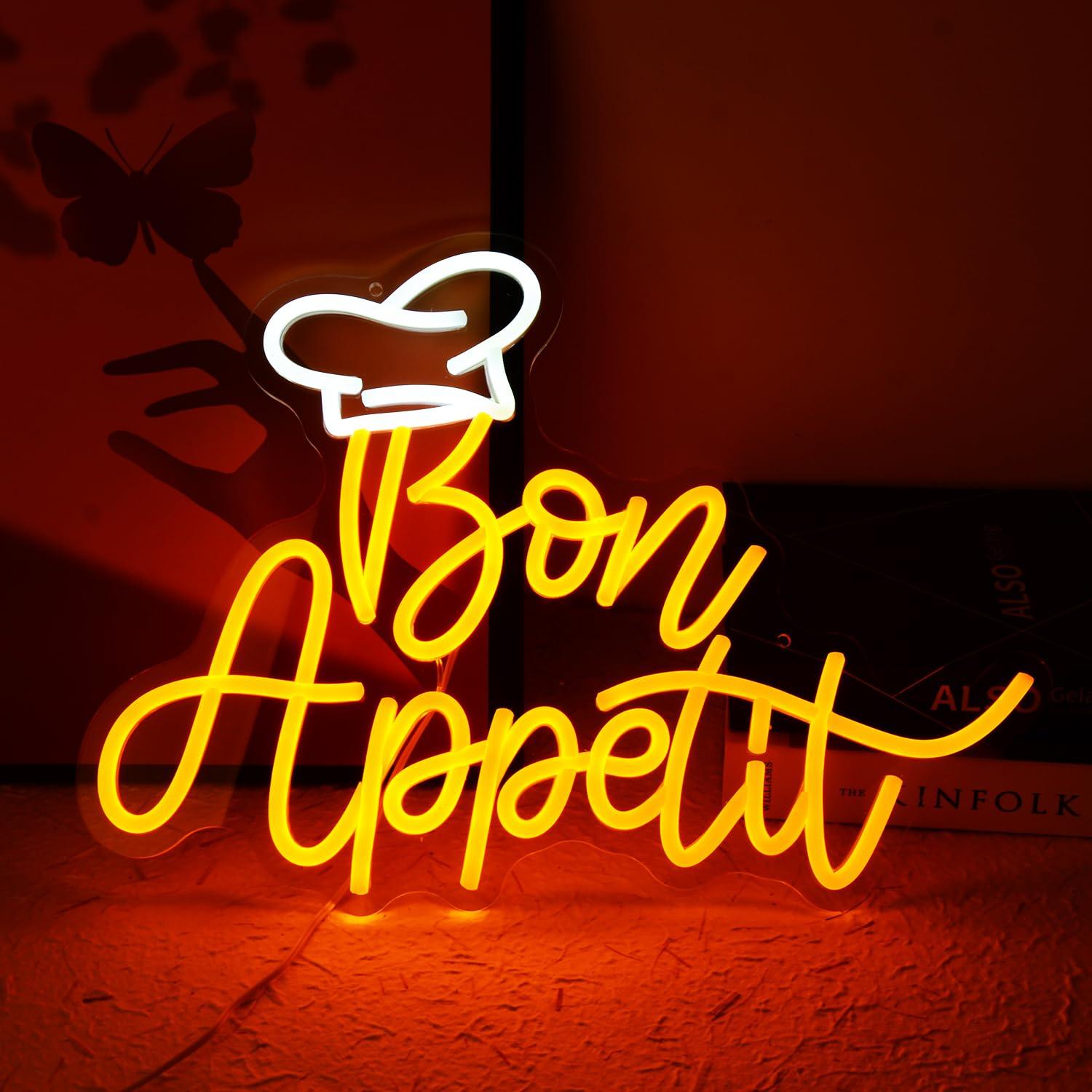 Bon Appetit Chef Hat Neon Sign - Home Decor Light 评论和价格