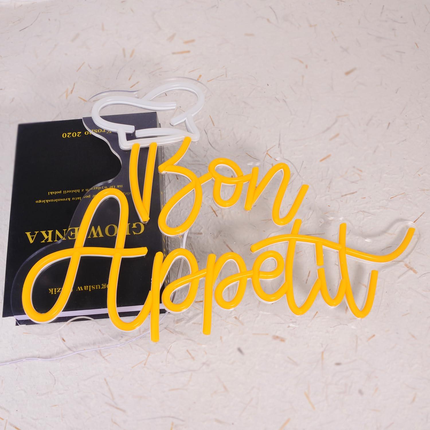 Bon Appetit Chef Hat Neon Sign - Home Decor Light 评论和价格