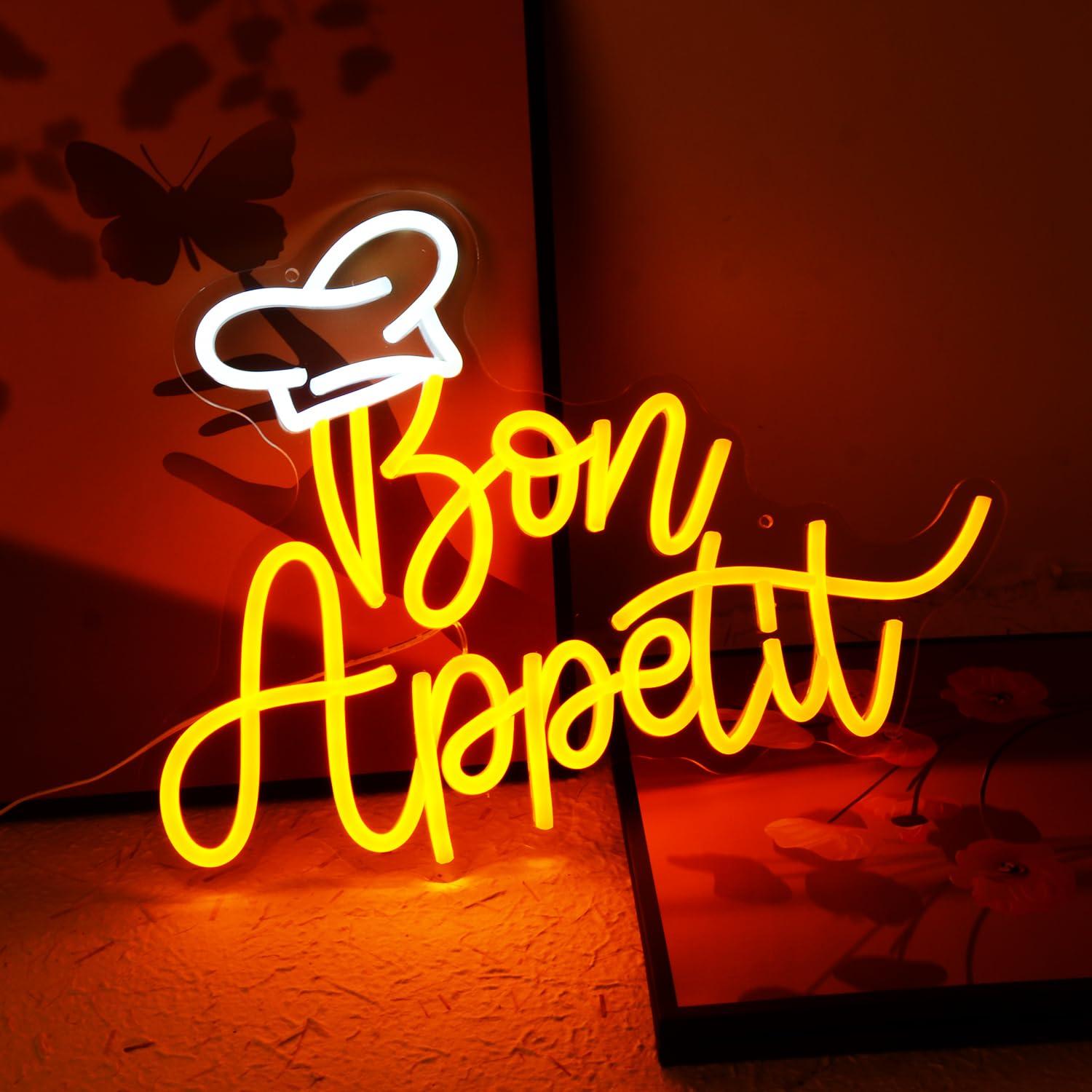 Bon Appetit Chef Hat Neon Sign - Home Decor Light 评论和价格