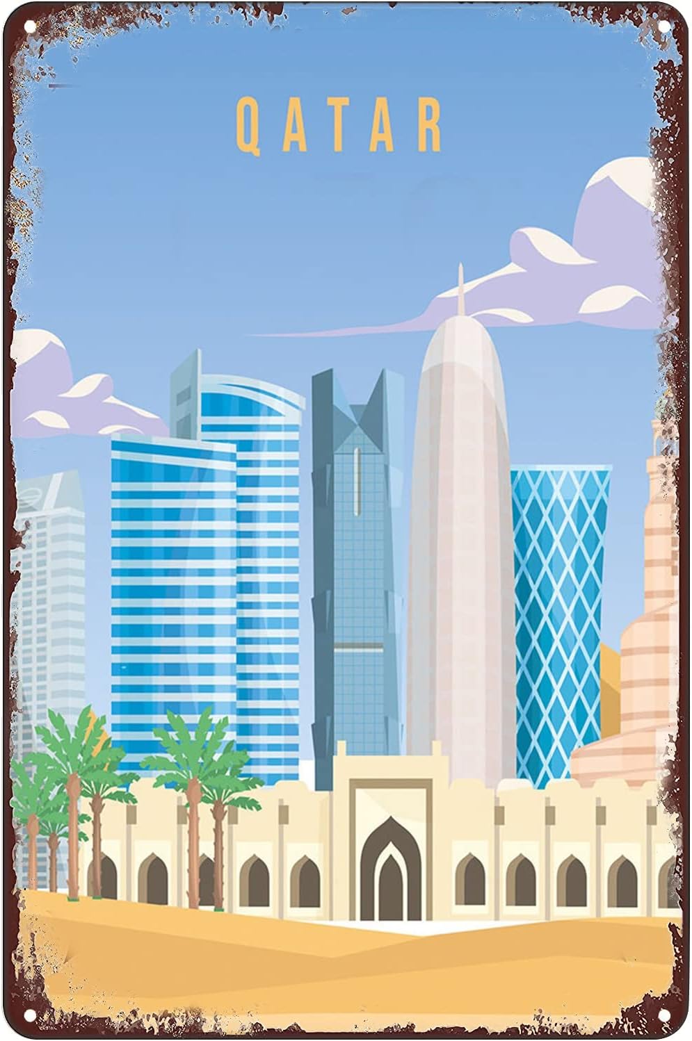 Vintage Metal Tin Sign - Qatar - Home Decor Qatar 评论和价格