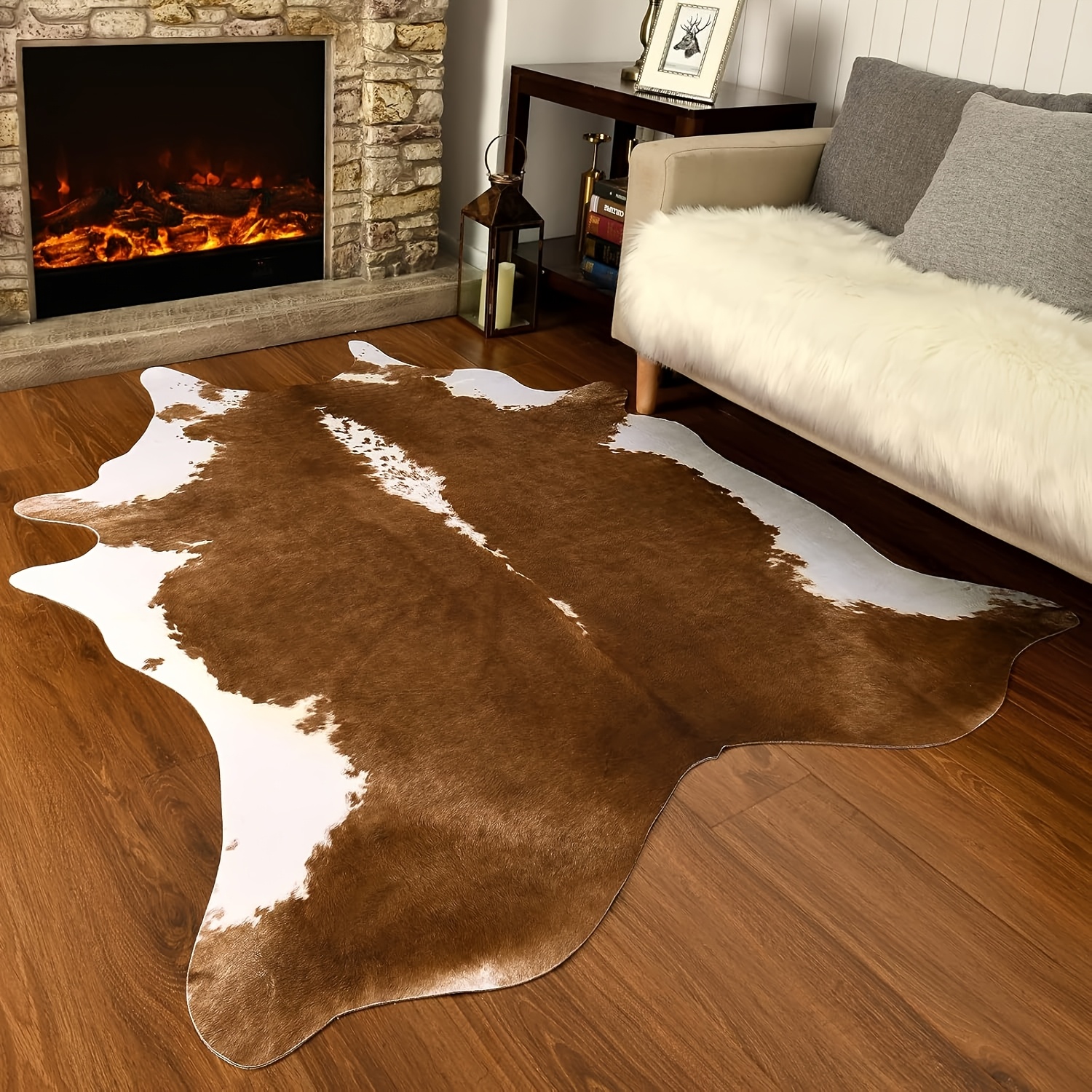 American Style Faux Fur Cowhid - Cowhide Rug Faux 评论和价格