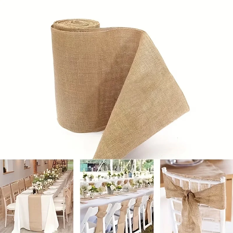 Natural Beige Burlap Roll 30cm - Linen Table Runner 评论和价格