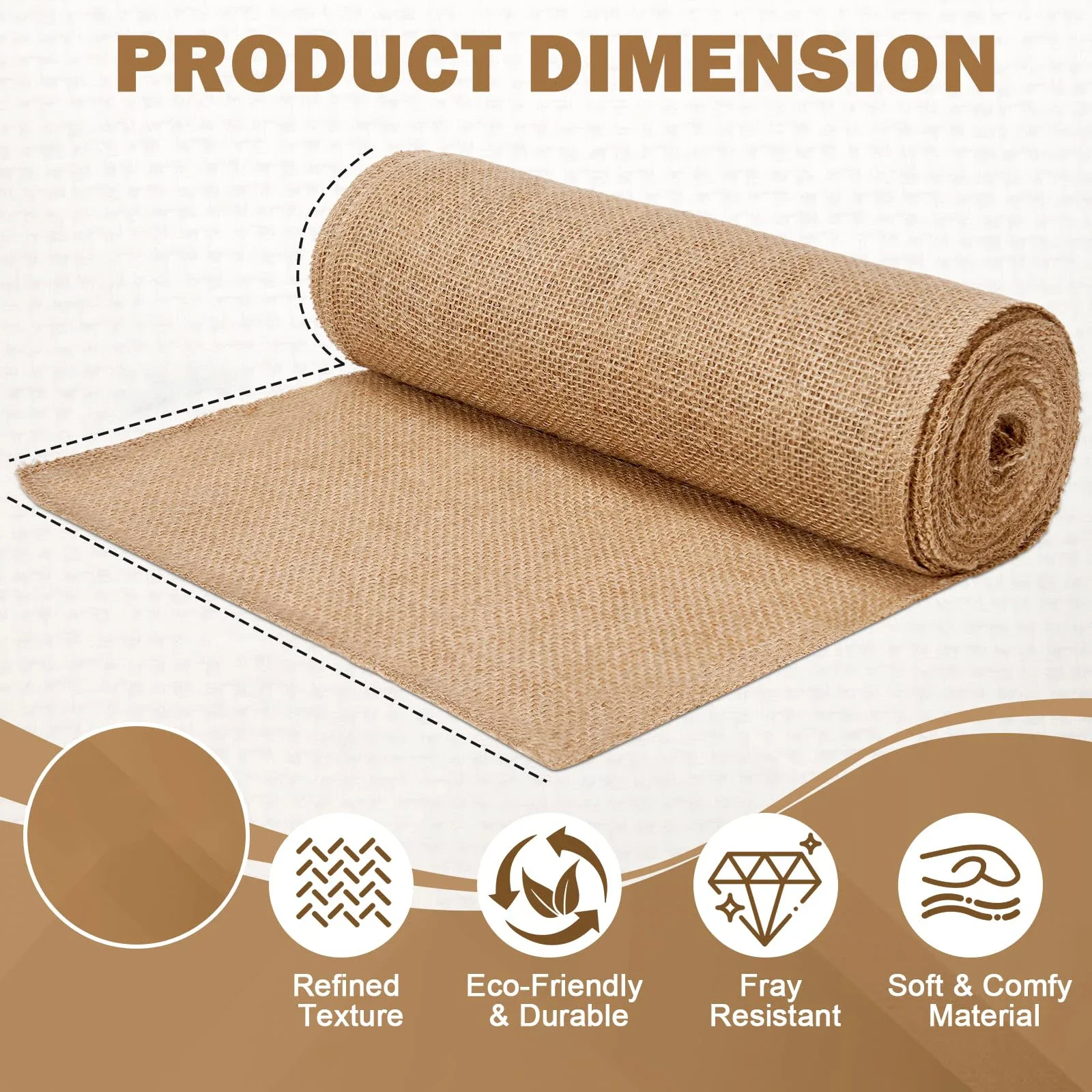 Natural Beige Burlap Roll 30cm - Linen Table Runner 评论和价格