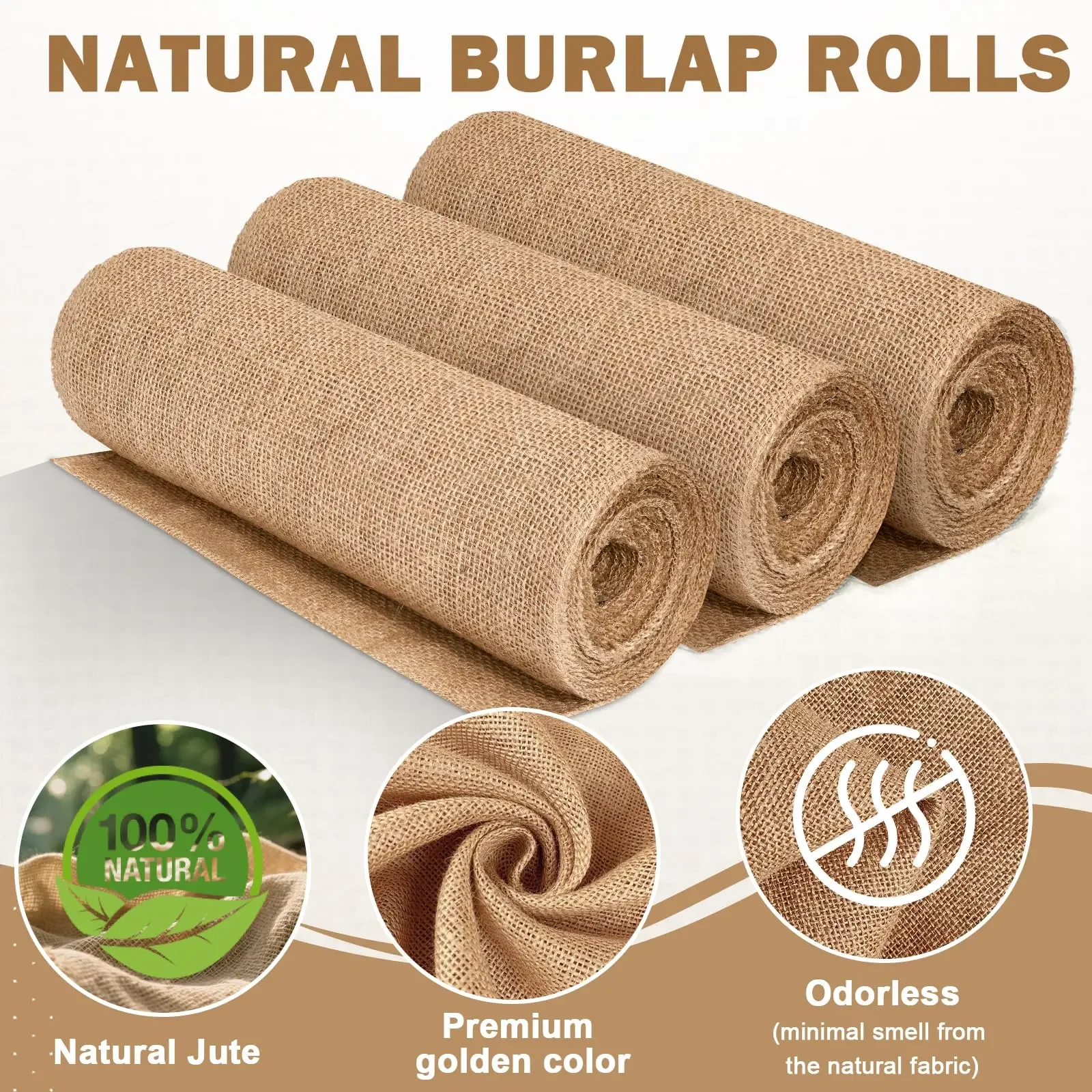 Natural Beige Burlap Roll 30cm - Linen Table Runner 评论和价格