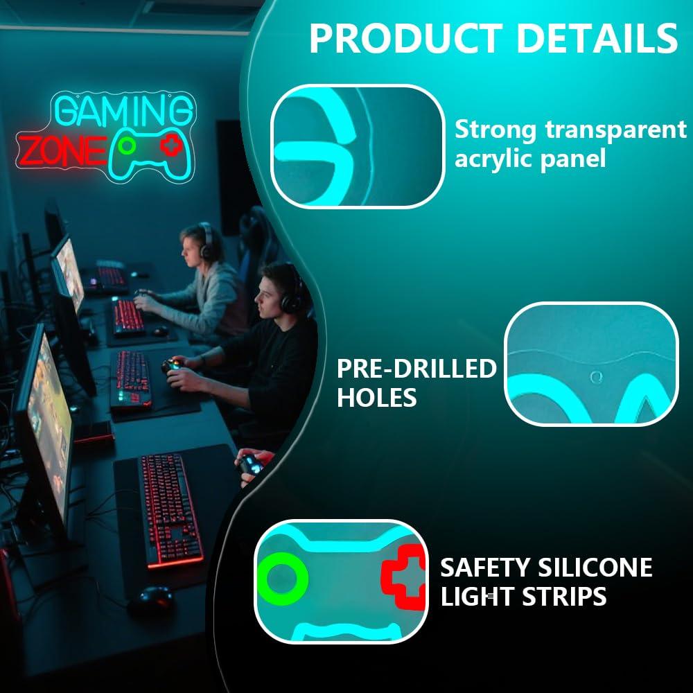 Gaming Zone Neon Sign Dimmable - Home Decor Light 评论和价格