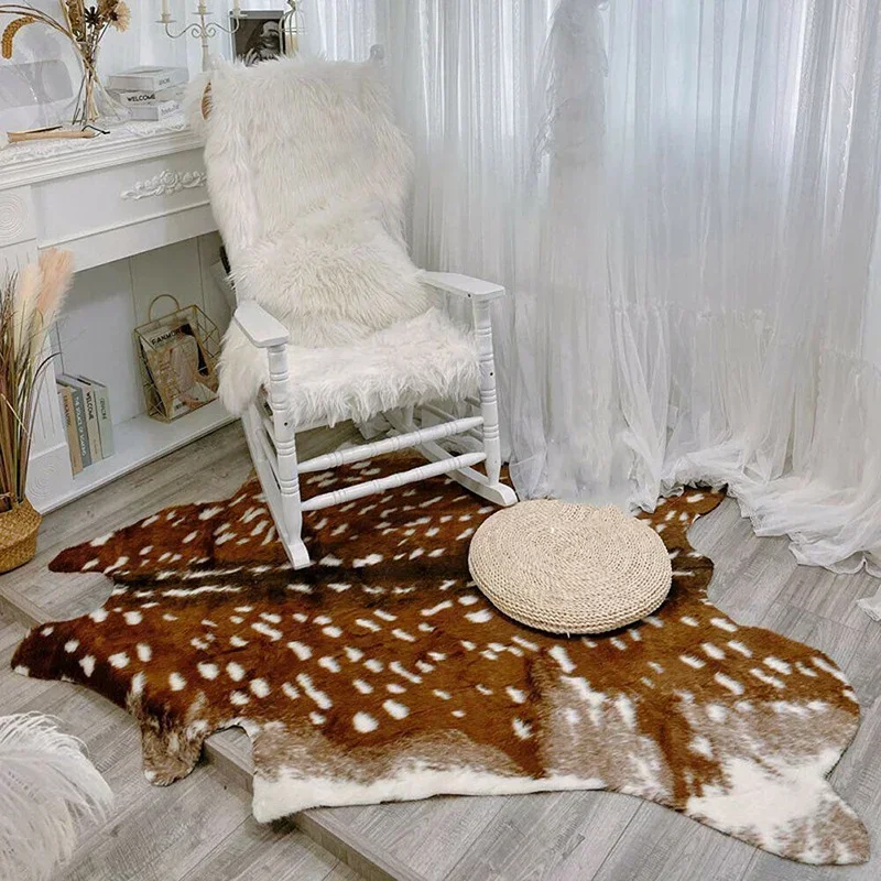 Faux Sika Deer Fur Rugs Imitat - Cowhide Rug Faux 评论和价格