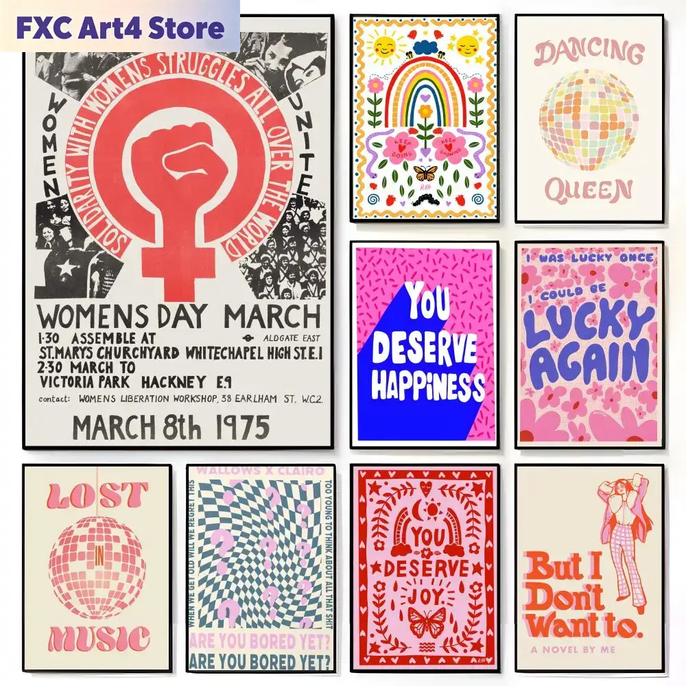 Frameless Abstract Feminist Co - Home Decor Quotes 评论和价格